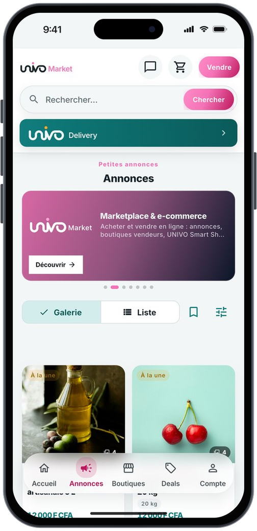 UNIVO Market, annonces à la une